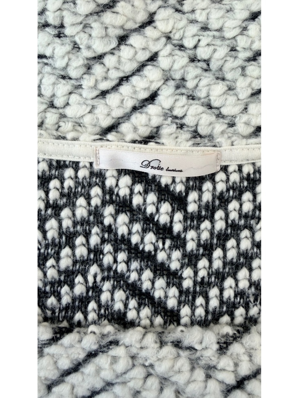 Droite Lautreamont Japan Wool Blend Boucle Knit Fringe Sweater Cream Black Sz 2 - Picture 3 of 6